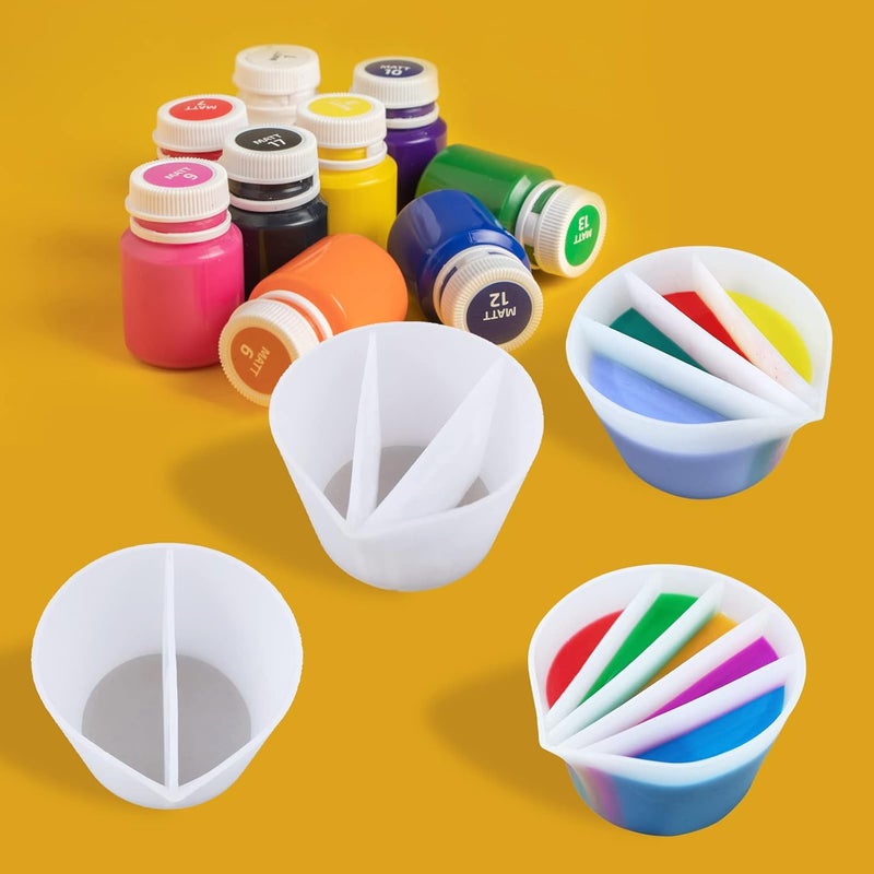 Kunyeah Split Cup for Paint Pouring, Fluid Art Split Cup Acrylic Paint Pour Split Cup Resin Pouring DIY Making Painting Tools Drawing Accessories Reusable Silicone Split Cup with Dividers - Image 2